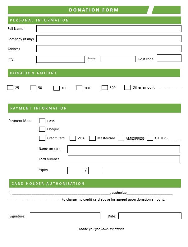 Fundraising Donation Form Template 